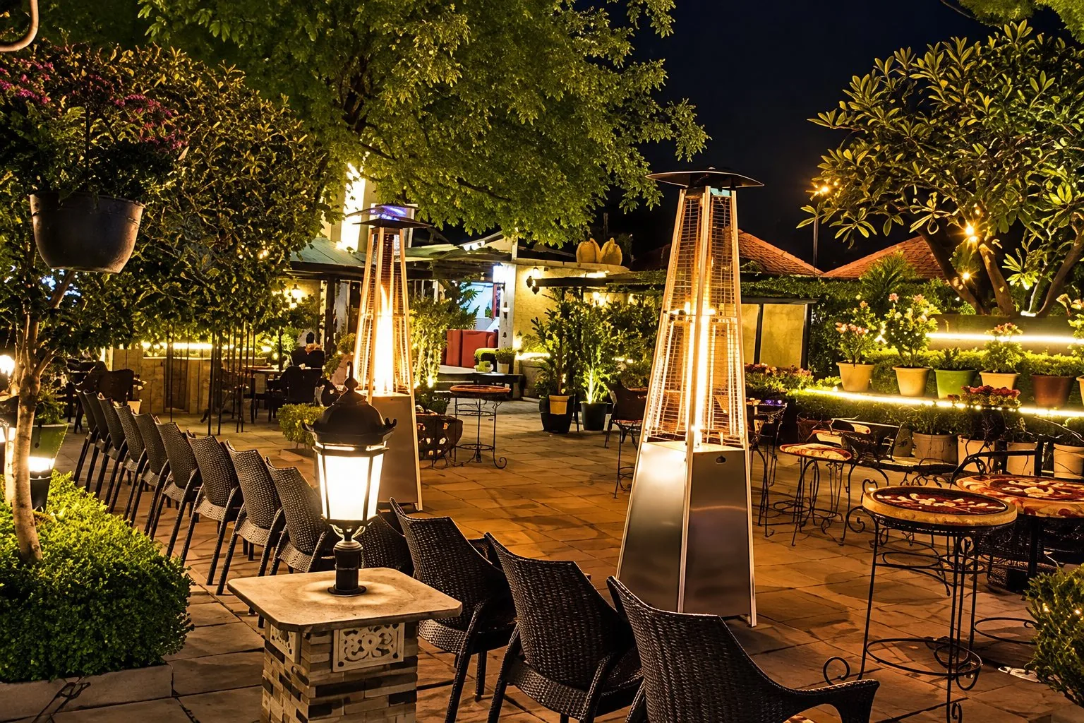 Eatery Royale Janakpuri garden seating at night
